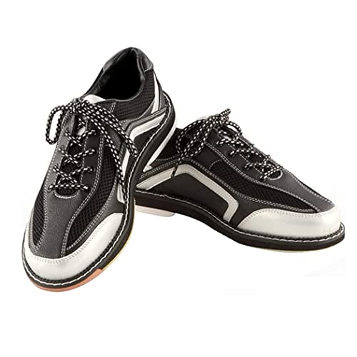 VEACAM Mens Womens Bowling Shoes, Breathable Bowl Fitness Footwear Comfort Leather Bowlers Trainers,Black,8.5