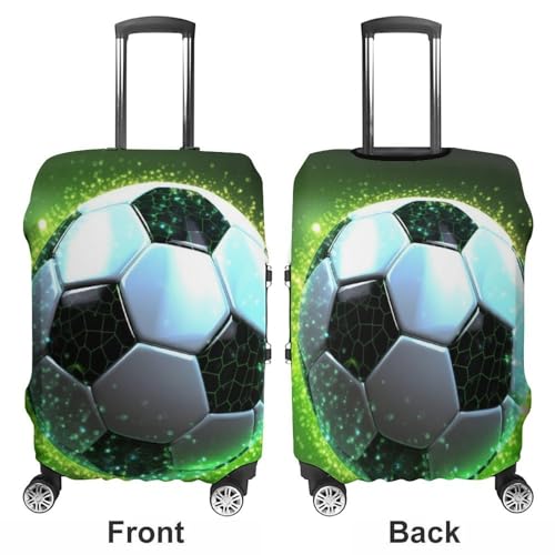 Cool Soccer Ball Luggage Cover, Elastic Luggage Protector Fits 19-32in Suitcases, Washable & Anti-Scratch Suitcase Cover for Men Women L3