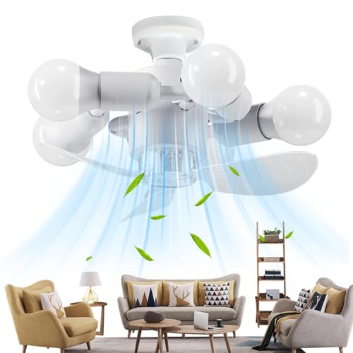 Ventilateur de plafond E27 avec lampe LED et télécommande sans fil pour salon