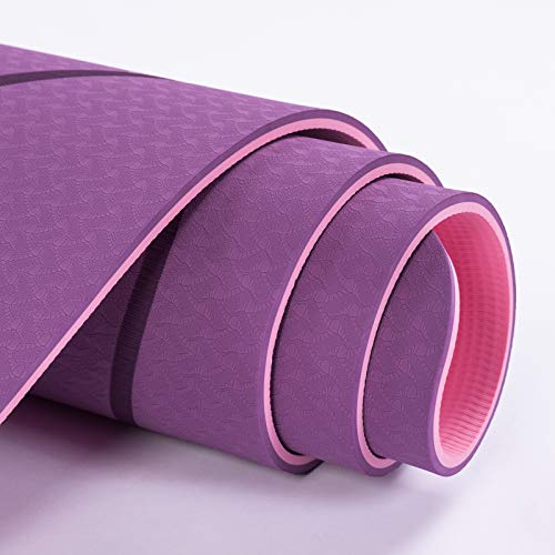 Yoga Mat Non Slip, Pilates Fitness Mats with Alignment Marks, Eco Friendly, Anti-Tear Yoga Mats for Women, 1/4
