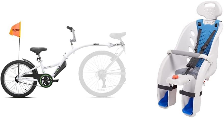 Kazam Co-Pilot Bike Trailer White, 20 inch & Schwinn Deluxe Bicycle Mounted Child Carrier/Bike Seat for Children, Toddlers, and Kids, 3-Point Harness, Adjustable Headrest, Padded Crossbar : Everything Else