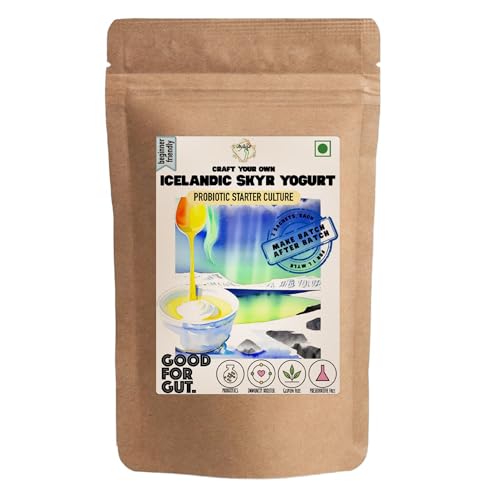 Image of Alla's Posh Flavors Skyr Culture Icelandic Yogurt Starter Culture, Non-GMO, 100% Veg, Make High Protein Less Fat Skyr at Home Easily | Works with Milk Powder | Make Batch-after-Batch | Lab Tested Cultures & Rennet | Imported from Europe