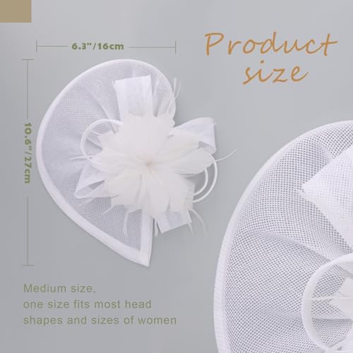 Image of DRESHOW Fascinators Hat Feather Headband Women's Fascinators Tea Party Headwear with Clip Flower Head Band for Girls & Women
