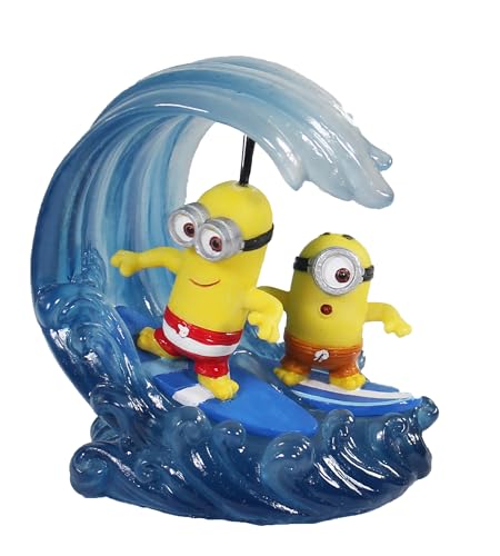 Image of Penn-Plax Minions Officially Licensed Aquarium Ornament - Kevin & Stuart Surfing - Safe for Freshwater and Saltwater Fish Tanks - Small