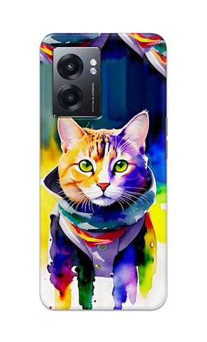 Image of Printed Hard Back Cover for Realme Narzo 50 5G Back Cover (Coloured Cat) -190724(EA)