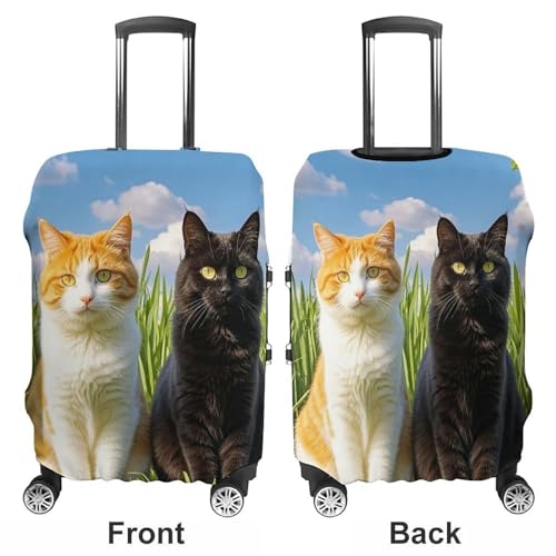 Luggage Covers for Suitcase Travel Luggage Case Cover Cat on The Grass Luggage Protector Suitcase Cover Washable Stretch Suitcase Protector Fits 19-32 Inch Luggage L3