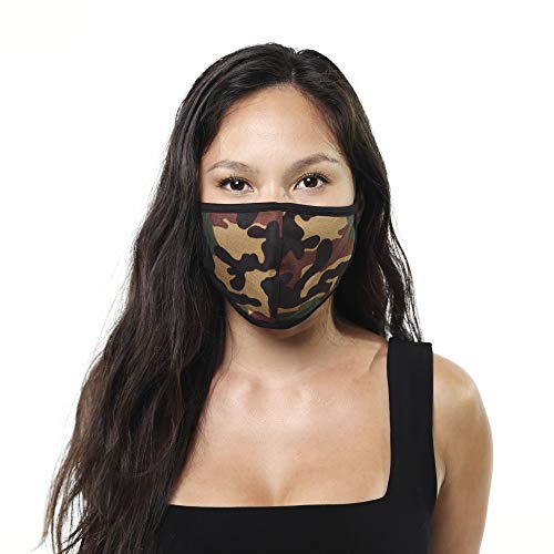 Cameleon Cover - Made in USA - Army Camo Fashion Face Mask Covering Washable Cotton Double Layer - 3 Pack (Army Collection)