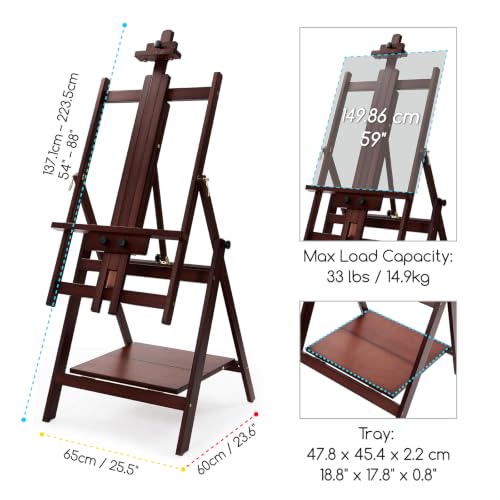 Image of MEEDEN Large Studio Artist Easel: Heavy Duty H-Frame Easel for Painting