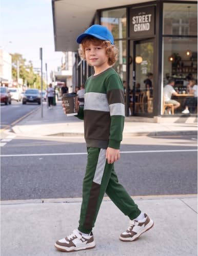Image of Boys Clothes Color Block Sweatshirt and Pants 2Pcs Boy Sweatsuit