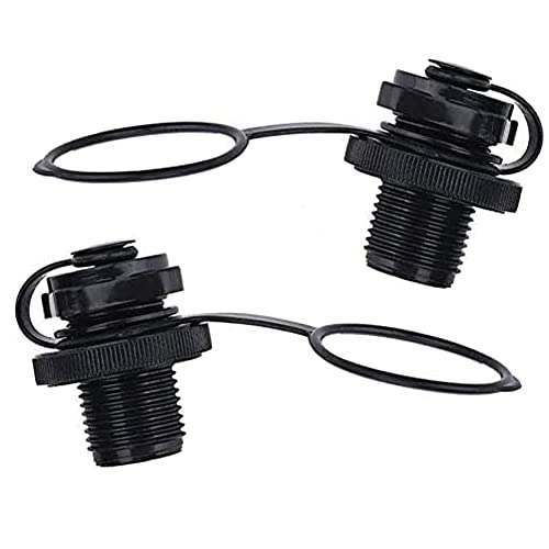 Xrten Lot DE 2 Valves d'air Adaptateur de Soupape Bouchons pour Bateau Gonflable De Kayak, Noir