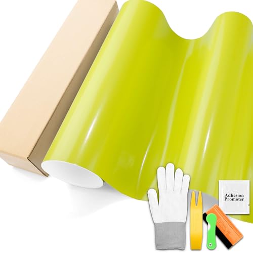 Lime Green Gloss Car Vinyl Wrap Sticker Decal Sheet Air Release Technology with Tool Set 5FTx40FT