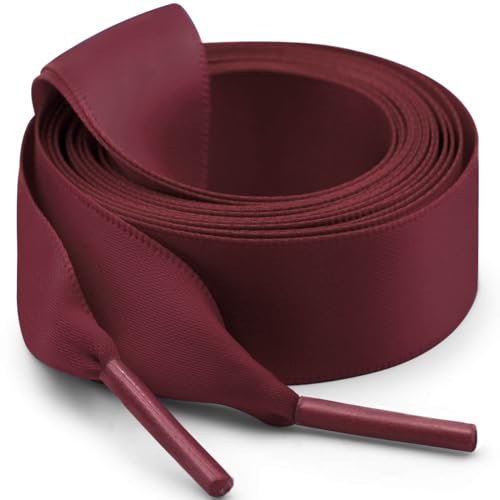 Image of Flat Satin Ribbon Shoelaces WEGOODZF 2cm Wide Shoestrings for Women Girls[2 Pair]