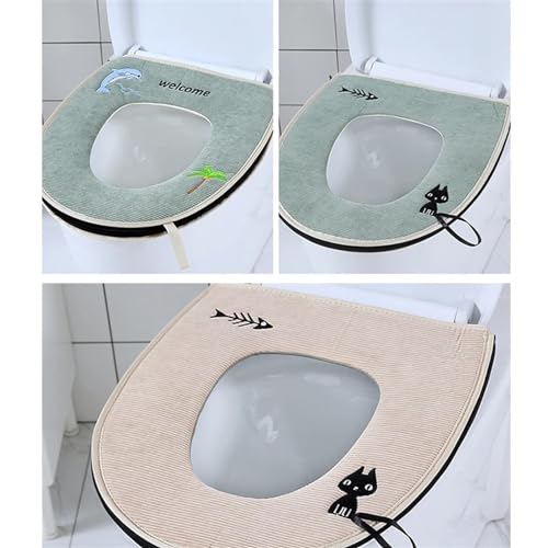 Asiento de inodoro térmico extraíble con asa y base impermeable lavable 7