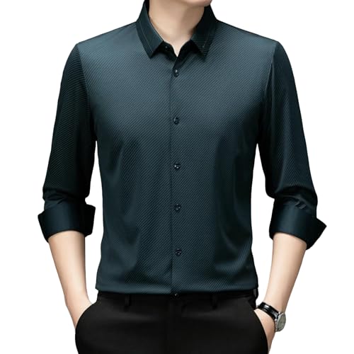 Camisa de manga larga para hombre antimanchas y de corte ajustado