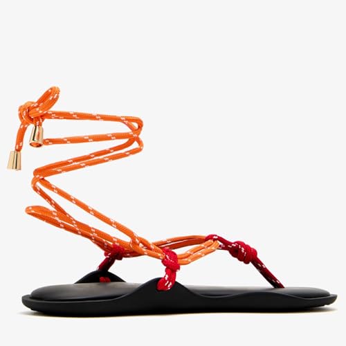 Image of ZJGZF Rope Flip Flop Sandals for Women Thong Sandals Adjustable T Straps Comfortable Soft Flat Sandals