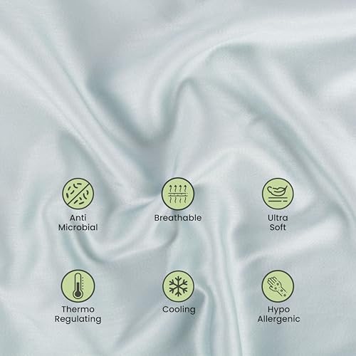 Image of Mush Bamboo Pillow Cover Set of 2 | 400 TC | 100% Bamboo Pillow Cover for Hair & Skin | Breathable, Silky Soft & Envelope Pillowcases for Hot Sleepers & Night Sweats | 17 inchx27 inch (Aqua Blue, King)