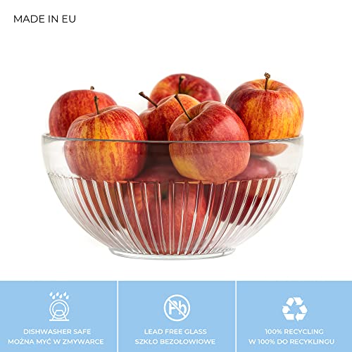 TREND FOR HOME Fruit Bowl ⌀ 21.7 cm Serving Dishes for Snack Dessert Salad Bowl 2280 ml Punch Bowl Transparent Ribbed Glass Vase Glass Bowl Serving Bowl Table Centrepiece Decorative Bowl, Lawe - Image 4