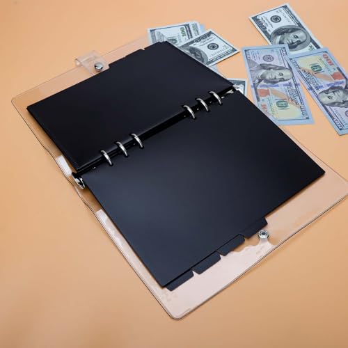 XiowDow Envelopes para fichário A5 pretos de PP com Zipless, 14 divisórias com abas, pastas de inser