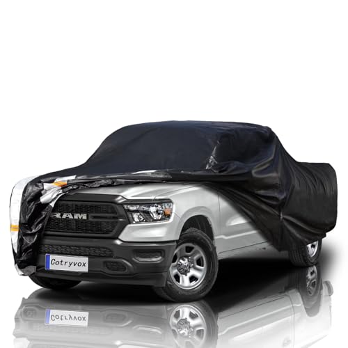 Cotryvox Dodge Ram 1500 Truck Cover Custom Fit 2009-2026 Crew Cab SB (5.75\') with Door Zipper, 12 Layers Full Exterior Pickup Truck Cover Waterproof All Weather, for Wind Dust Sun and UV Protection.