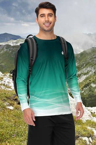 Image of AOBUTE Mens Long Sleeve Swim Shirt Quick Dry Sun Protection Rash Guard