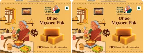 Image of Sweet Karam Coffee Ghee Mysore Pak - 100g | No Maida or Preservatives | Traditional South Indian Sweet | Soft & Rich Melt-in-the-Mouth Texture | Authentic Homemade Recipe | Perfect Festive treat