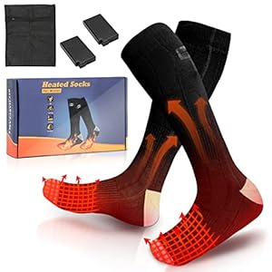 Yakimz Beheizte Socken, Beheizbare Socken Herren Damen, 4200 mAh Wiederaufladbar Beheizte Socken mit 3 Heizstufen…