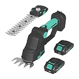 Garvee Cordless Grass Shear & Shrubbery Trimmer - 2 in 1 Handheld 20V Electric Grass Trimmer Hedge Shears Grass Cutter with 2 * 2.0AhBattery & Charge Base