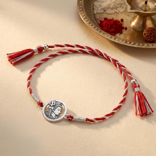 Image of GIVA 925 Silver Mahadev Blessing Rakhi | Raksha Bandhan Rakhi for Mens | Gift for Couple | With Certificate of Authenticity and 925 Stamp