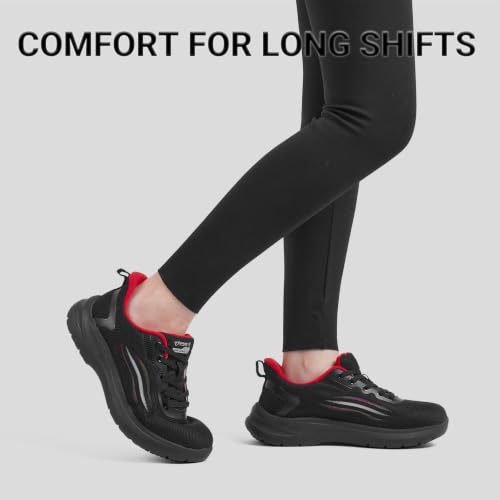Image of Treesky Non Slip Work Shoes for Women, Restaurant & Kitchen Sneakers | Slip resistant soles, lightweight cushioning, breathable knit, removable insole, for nursing, food service & long shifts