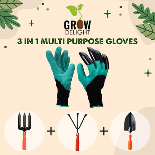 Image of Garden Gloves With Claws | Heavy Duty Gloves for Gardening & Farming | Reusable, Washable Gloves for Digging, Planting & Pruning | Garden Accessories for Men & Women