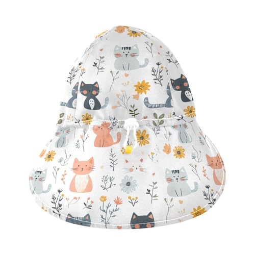 Cartoon Sweet Cat White Toddler Sun Hat Baby Boys' Hat Toddler Girl UV Protection Large Brim Traveling Camping3