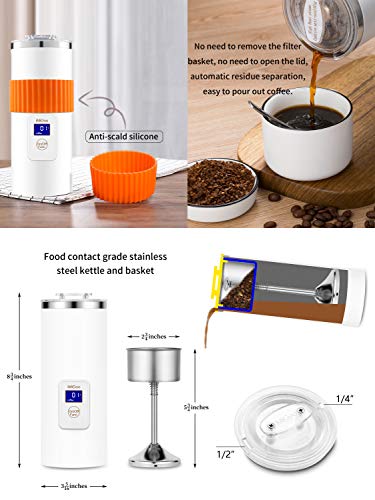 Imigoo Portable Coffee Maker 8 Oz - Single Cup Coffee Percolator - Tea Maker - Electric Kettle - 304 Stainless Steel - Ac 110-120V White #TOP5