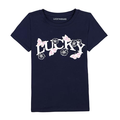 Image of Lucky Brand Girl's Short Sleeve Graphic T-Shirt, Tagless Cotton Tee with Fun Designs