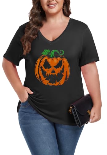 Image of ForHailey Women's Plus Size V Neck Tops Summer Short Sleeve T Shirt