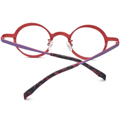 Image of FONEX Colorful Pure Titanium Glasses Frame Women Retro Round Eyeglasses