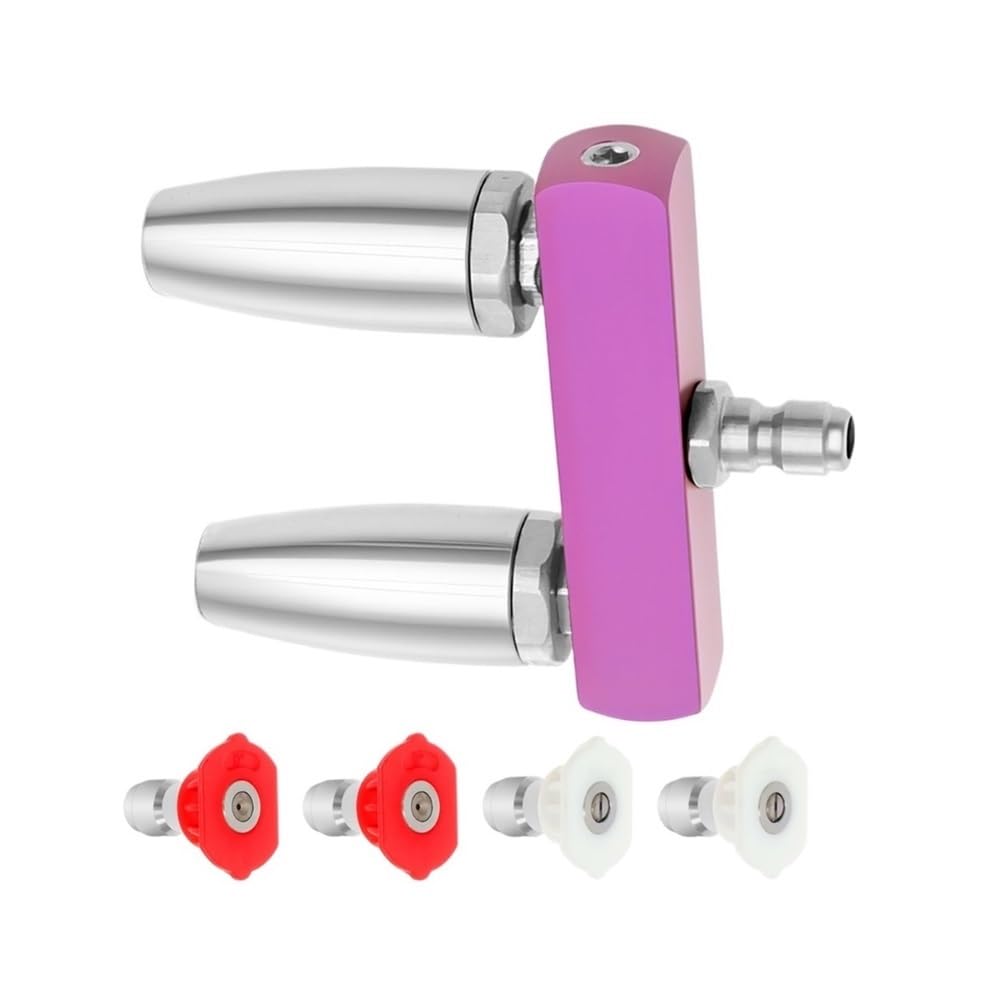1 set di ugelli rotanti doppi, punta girevole a 360° for idropulitrice, 4000PSI 2 orifizio con connessione rapida da 1/4 di pollice