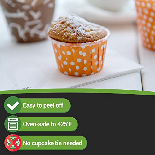 Panificio 1 Ounce Cupcake Liners, 200 Grease-Resistant Cupcake Cups - No Baking Tray Needed, For Muffins And Weddings, Orange With Polka Dots Paper Baking Cups, Easy To Peel, 2 X 1.2 Inch #TOP5