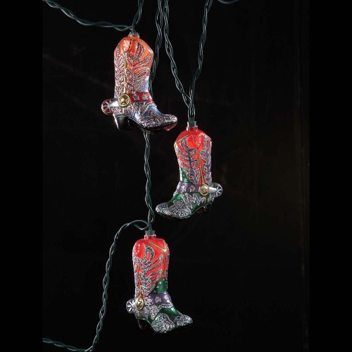Kurt Adler 10-Light botas con luz interior con purpurina, Set