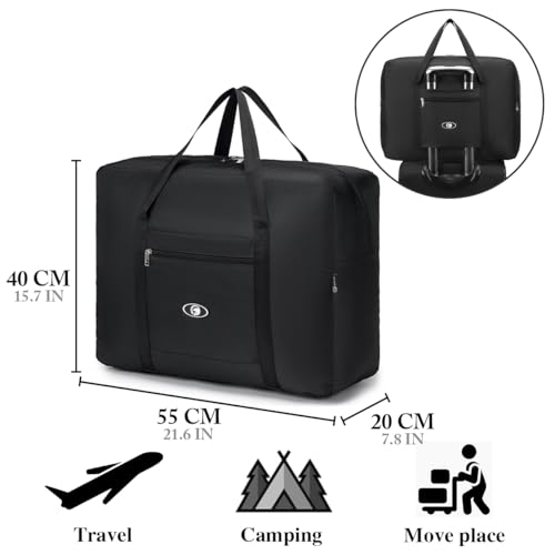 BAGZY Handgepäck Tasche 55x40x20 Faltbar für TUI Airways Lufthansa Ryanair, 45L Groß Reisetasche Flugzeug Leicht Wasserdicht Sporttasche Gym Duffle Bag für Weekender Krankenhaustasche Herren & Damen
