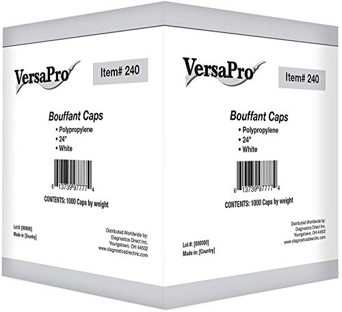 VersaPro Nurse/Bouffant Cap (Hairnets), White, Box of 100 Pieces - 24" - Thumbnail 2