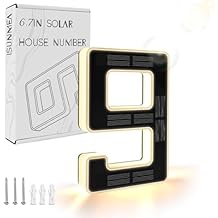 ISUNMEA 6.7 Inch Solar Lighted House Numbers for Outside, Light Up Waterproof LED Address Signs for Houses, Backlit Illuminated Exterior Modern House Numbers Light 9-Black, 6.7IN