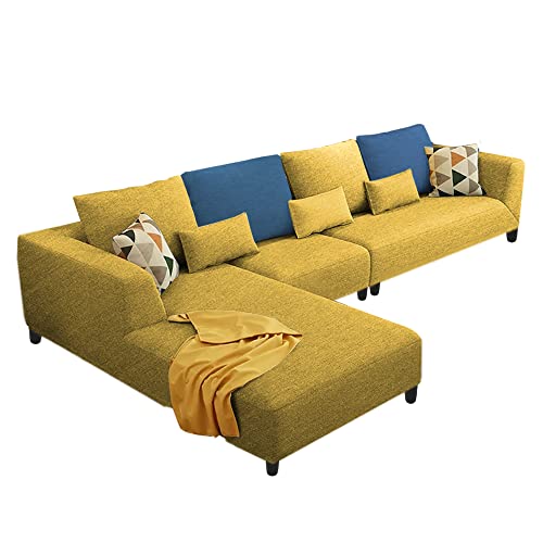 Image of Galib RHS 6 Seater L Shape Sofa Set for Living Room (Yellow Fabric)