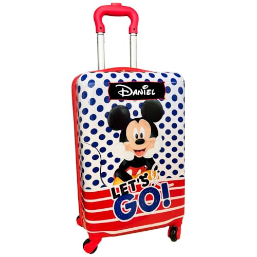 Disney Mickey Mouse Suitcase Personalized Luggage Carry On Hardshell Rolling Bag and Extending Handle with Custom Name
