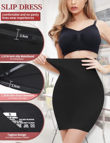 Image of SLIMBELLE Half Slips Shaper Cool Comfort Seamless Slip Shapewear Under Dress Tight Skirt Undergarments