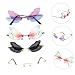GAROZATION 4 Pairs Frameless Dragonfly Wing Sunglasses Unisex Irregular Rimless Shades Vintage Fashion Eyewear for Beach Party with Black Gray, Pink Blue, Red Green, Lenses