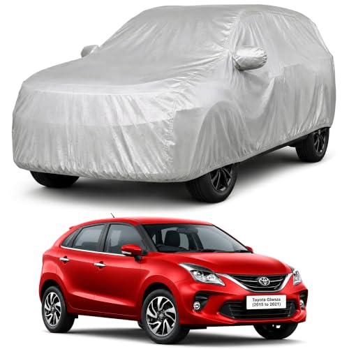 Image of Autofact Car Body Cover Compatible with Glanza 2015-2021 | Custom Fit Car Cover | 100% Water-Resistant| Triple-Stitched Lightweight Fabric | Dustproof | Indoor & Outdoor Use | Elastic Bottom