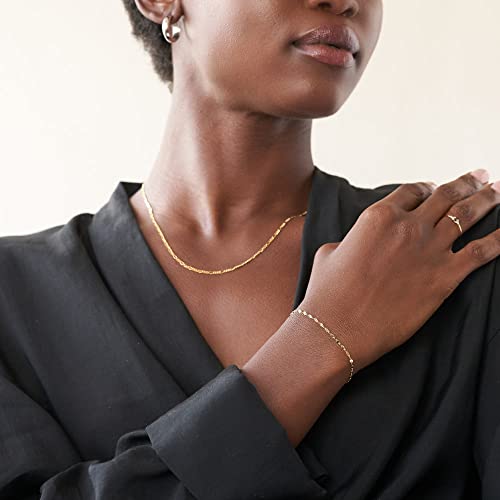 OAK & LUNA - Choose Your Style Women's Chain Bracelet - Sterling Silver, 18K Plated or 14K Solid Gold - Bobble, Paperclip, Dot, Rope, Bold Curb, Mirror, Cuff - Custom Length2