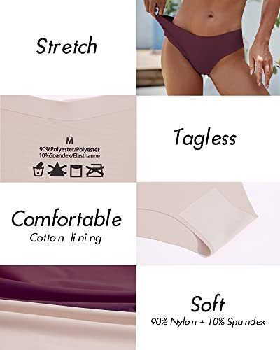 ROSYCORAL Women’s Seamless Bikini Panties Soft Stretch Invisibles Briefs No Show Hipster Underwear cheeky 9 pack XS-L (M)