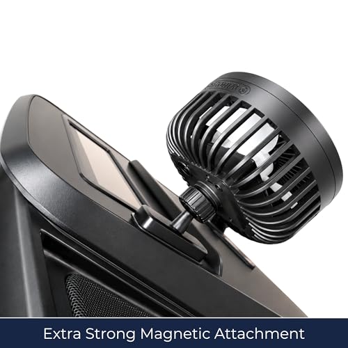 Image of Treadmill Fan with Adhesive Magnetic Mount, Rechargeable Fan for Treadmill, Exercise Bike, Elliptical & Step Machine Consoles, 3 Speeds, Battery % Display, Adjustable Ball Joint