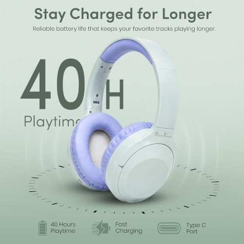 Image of PunnkFunnk BeatXtra Lite Premium Wireless Bluetooth Headphones V5.3, Over Ear Stereo Headset with Built-in Microphone, 40mm Drivers, AUX Mode, Comfortable Cushions, Up to 250 Hours Standby (Blue)